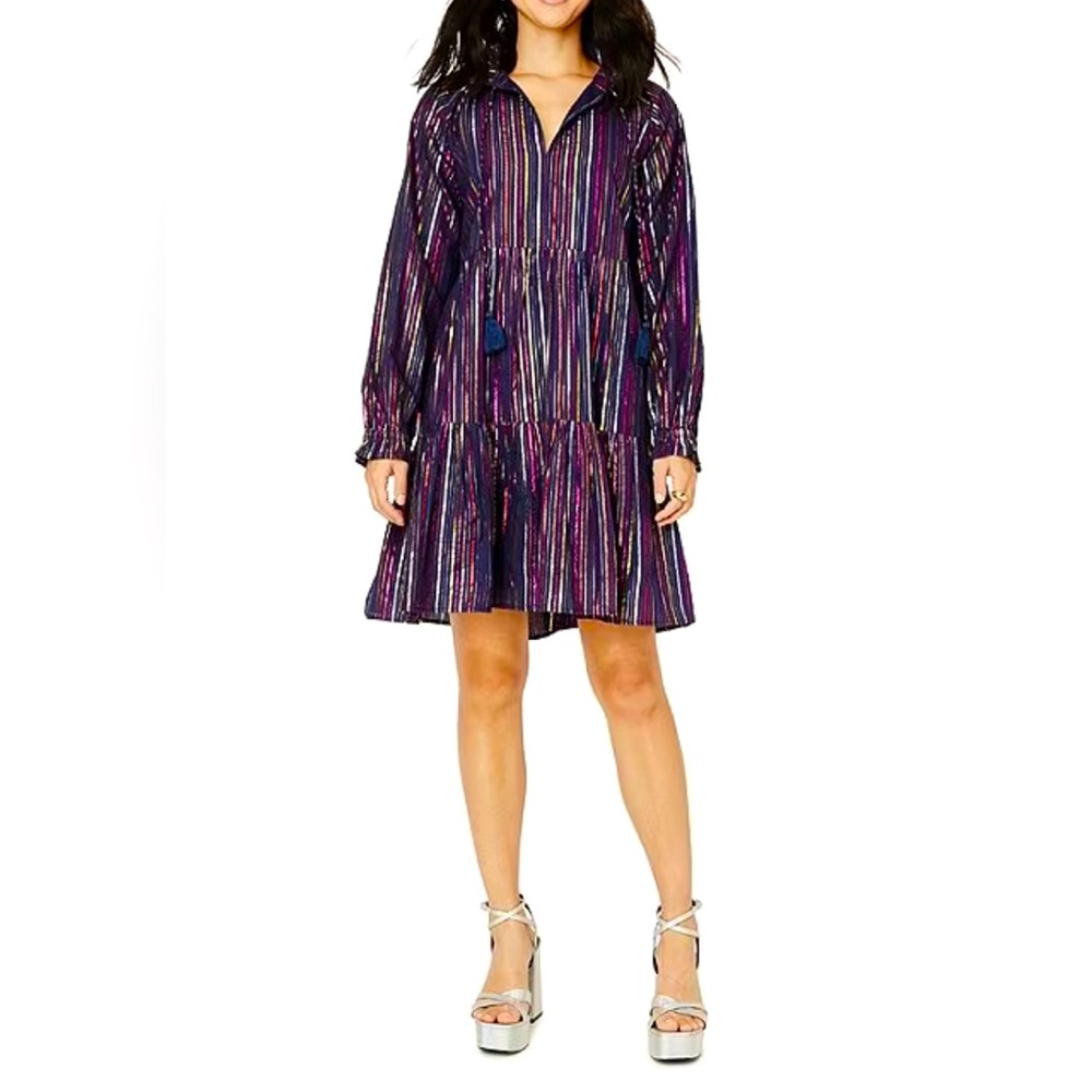 Like New! Roller Rabbit Janni Lurex Stripe Swing Dress - Sz M
